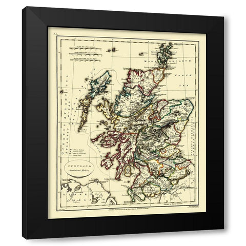 Scotland - Ancient and Modern - Patterson 1804 Black Modern Wood Framed Art Print with Double Matting by Patterson