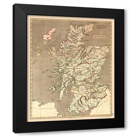 Scotland - Kirkwood 1817 Black Modern Wood Framed Art Print by Kirkwood