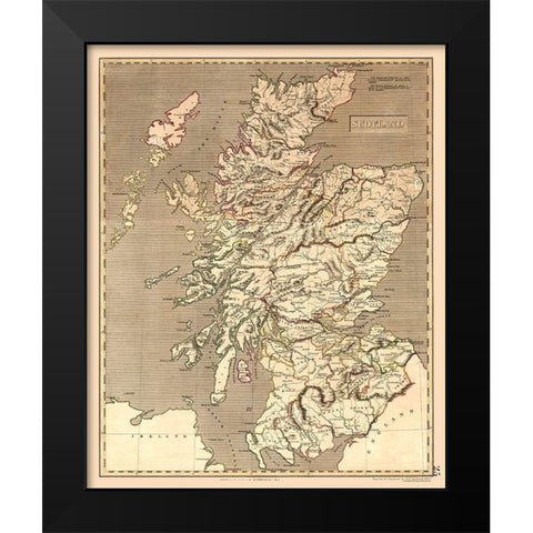 Scotland - Kirkwood 1817 Black Modern Wood Framed Art Print by Kirkwood