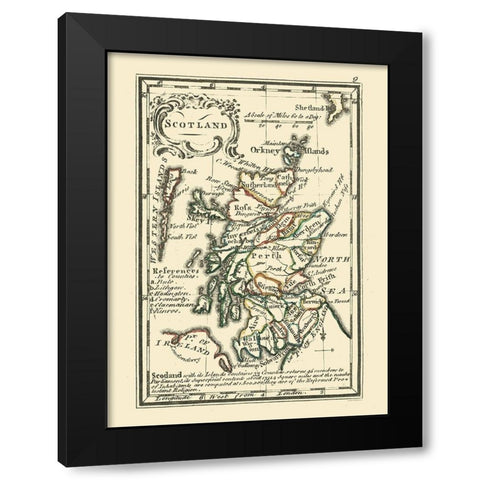 Scotland - Small Scale - Old Regions Black Modern Wood Framed Art Print with Double Matting by Unknown