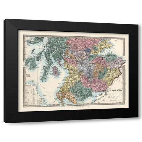 Southern Scotland - Topograpy - Stanford Black Modern Wood Framed Art Print with Double Matting by Stanford