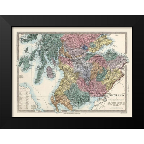 Southern Scotland - Topograpy - Stanford Black Modern Wood Framed Art Print by Stanford