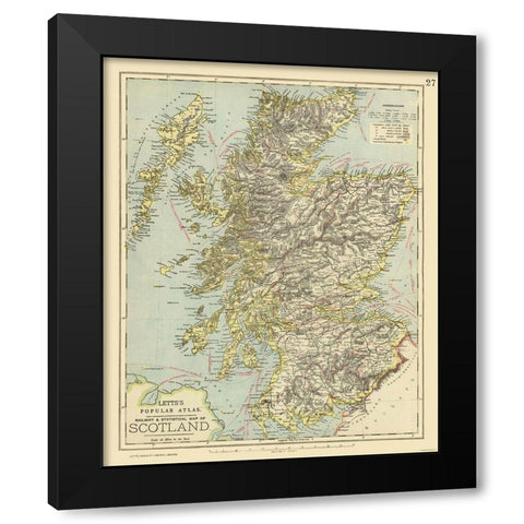 Scotland - Railways - Statistical - Letts 1883 Black Modern Wood Framed Art Print with Double Matting by Letts