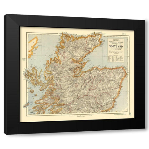 Northern Scotland - Statistical - Letts 1883 Black Modern Wood Framed Art Print by Letts