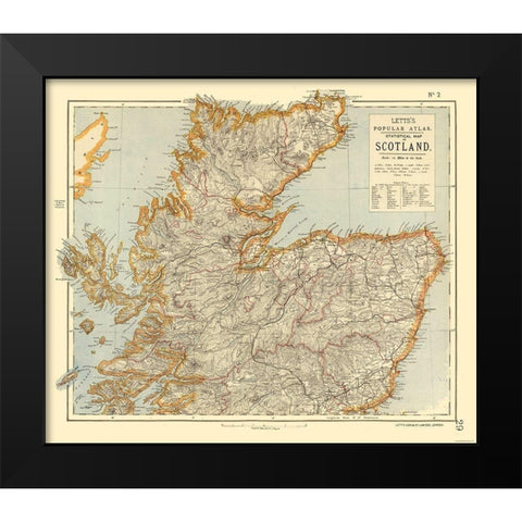 Northern Scotland - Statistical - Letts 1883 Black Modern Wood Framed Art Print by Letts