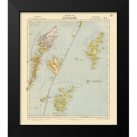 Scotland - Islands - Letts 1883 Black Modern Wood Framed Art Print by Letts