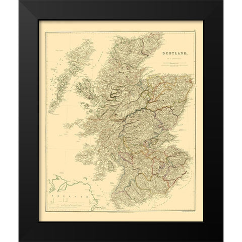 Scotland - Arrowsmith 1834 Black Modern Wood Framed Art Print by Arrowsmith
