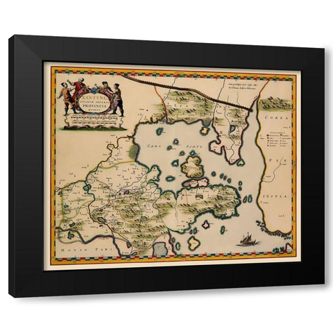 Shandong Province China - Blaeu 1655 Black Modern Wood Framed Art Print by Blaeu