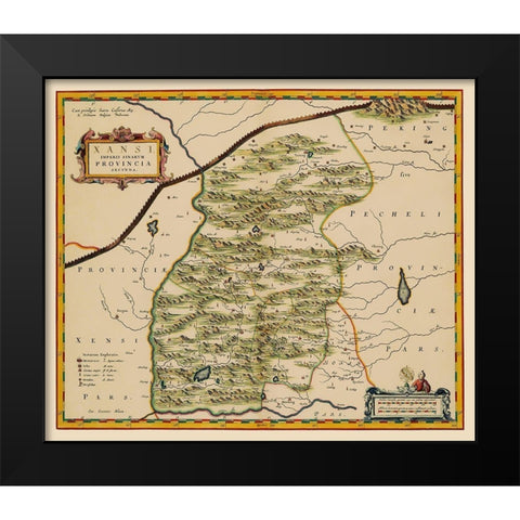 Shanxi Province China - Blaeu 1655 Black Modern Wood Framed Art Print by Blaeu