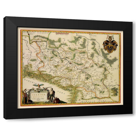 Eastern Europe Silesia Region Poland - Blaeu 1635 Black Modern Wood Framed Art Print with Double Matting by Blaeu