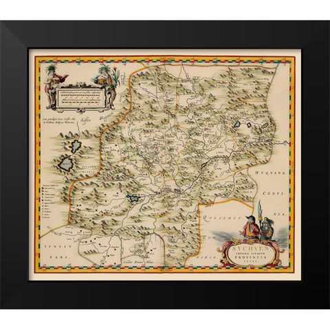 Sichuan Province China - Blaeu 1655 Black Modern Wood Framed Art Print by Blaeu