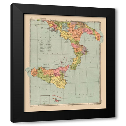 Europe Sicily Italy - Streit 1913 Black Modern Wood Framed Art Print with Double Matting by Streit