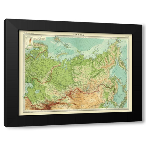 Asia Siberia Times Russia - Bartholomew 1922 Black Modern Wood Framed Art Print with Double Matting by Bartholomew