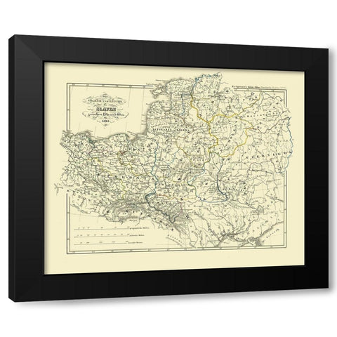 Europe Slavic People Empire 1125 - Spruner 1854 Black Modern Wood Framed Art Print with Double Matting by Spruner