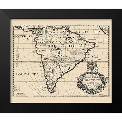 South America - Wells 1700 Black Modern Wood Framed Art Print by Wells
