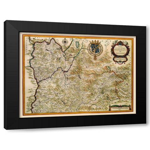 Southeastern Wine Region France - Jansson 1638 Black Modern Wood Framed Art Print by Jansson