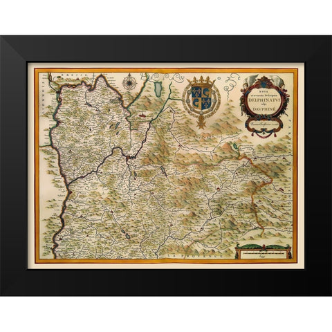 Southeastern Wine Region France - Jansson 1638 Black Modern Wood Framed Art Print by Jansson
