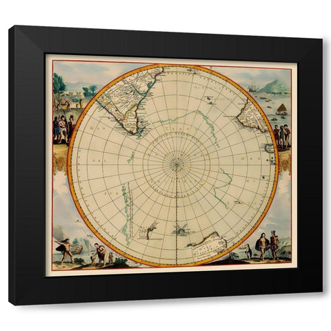 South Polar Region - Jansson 1670 Black Modern Wood Framed Art Print by Jansson