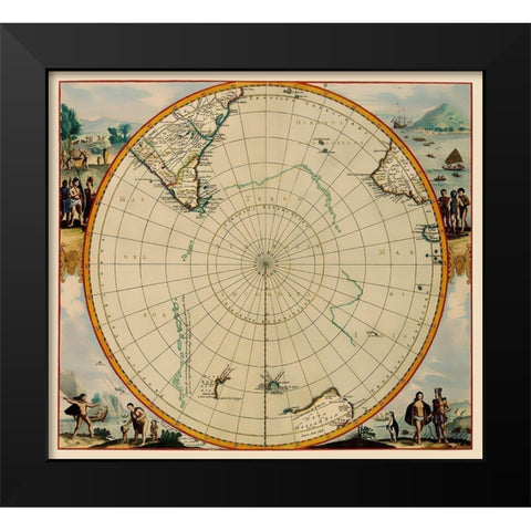 South Polar Region - Jansson 1670 Black Modern Wood Framed Art Print by Jansson