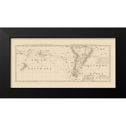 South Pacific Ocean South America - Sayer 1776 Black Modern Wood Framed Art Print by Sayer