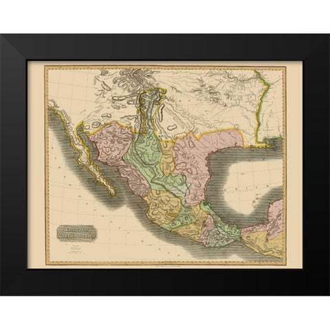 Spanish North America Mexico - Thomson 1814 Black Modern Wood Framed Art Print by Thomson