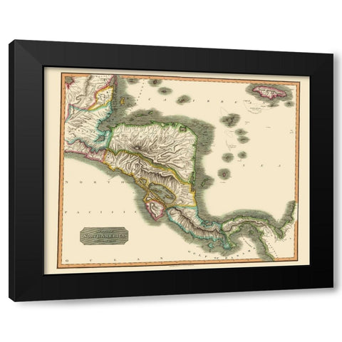 Southern Spanish North America - Thomson 1814 Black Modern Wood Framed Art Print by Thomson