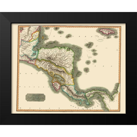 Southern Spanish North America - Thomson 1814 Black Modern Wood Framed Art Print by Thomson