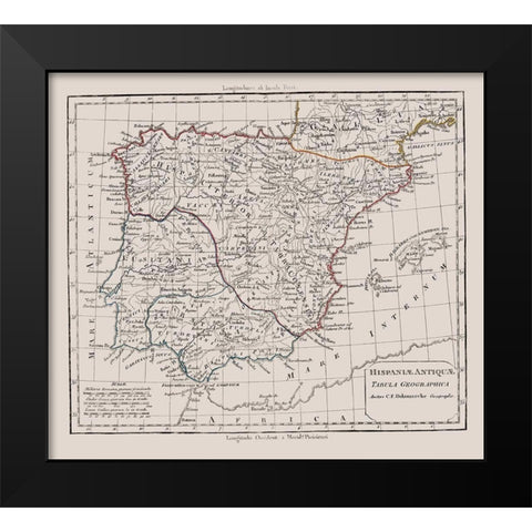 Spain Portugal - Delamarche 1790 Black Modern Wood Framed Art Print by Delamarche