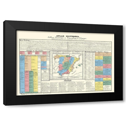Spain Portugal - Johanneau 1831 Black Modern Wood Framed Art Print by Johanneau