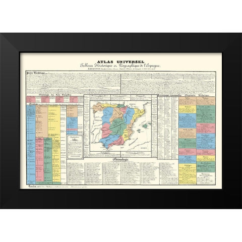 Spain Portugal - Johanneau 1831 Black Modern Wood Framed Art Print by Johanneau