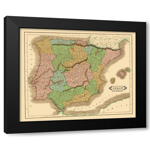 Spain Portugal - Hamilton 1831 Black Modern Wood Framed Art Print with Double Matting by Hamilton