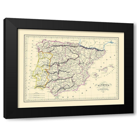 Spain Portugal - Andre 1836 Black Modern Wood Framed Art Print by Andre