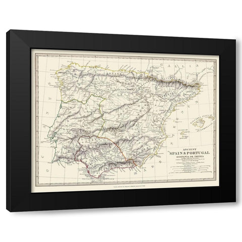 Spain Portugal - Chapman 1864 Black Modern Wood Framed Art Print with Double Matting by Chapman