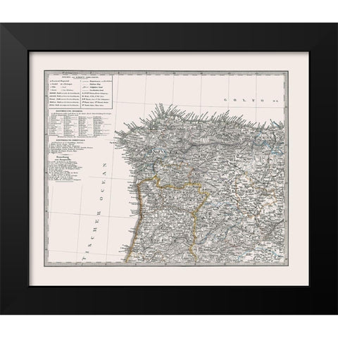 Spain Portugal - Perthes 1865 Black Modern Wood Framed Art Print by Perthes