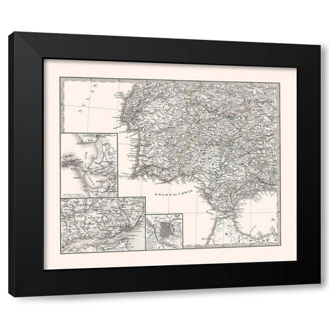 Southwest Spain Portugal - Perthes 1865 Black Modern Wood Framed Art Print by Perthes