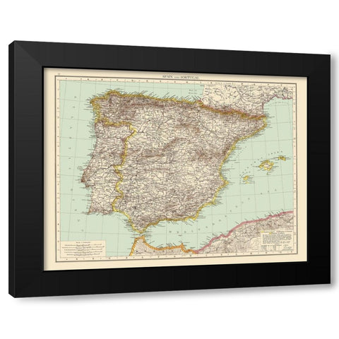 Spain Portugal - Andree 1895 Black Modern Wood Framed Art Print with Double Matting by Andree