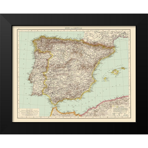 Spain Portugal - Andree 1895 Black Modern Wood Framed Art Print by Andree