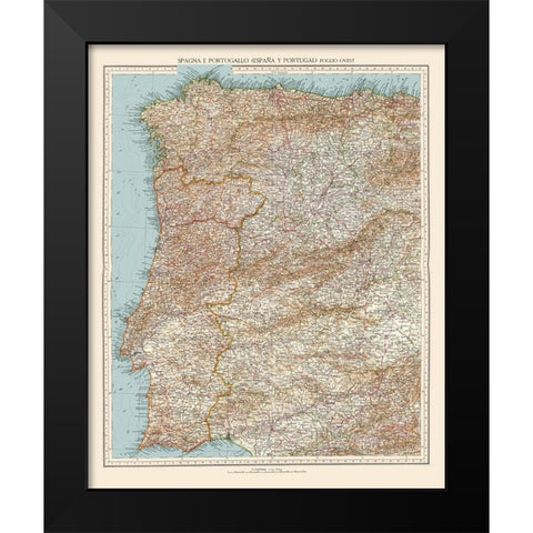 Western Spain Portugal - Touring Club Italiano Black Modern Wood Framed Art Print by Touring Club Italiano