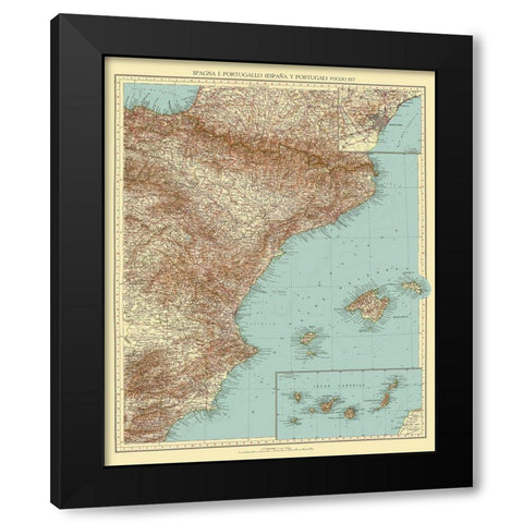Eastern Spain - Touring Club Italiano 1929 Black Modern Wood Framed Art Print by Touring Club Italiano