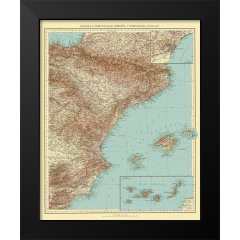 Eastern Spain - Touring Club Italiano 1929 Black Modern Wood Framed Art Print by Touring Club Italiano
