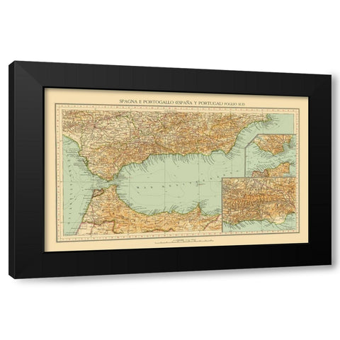 Southern Spain - Touring Club Italiano 1929 Black Modern Wood Framed Art Print by Touring Club Italiano