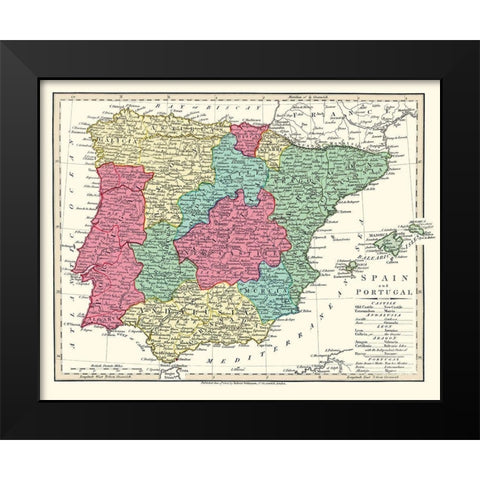 Spain Portugal - Wilkinson 1808 Black Modern Wood Framed Art Print by Wilkinson