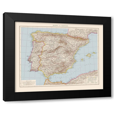 Spain Portugal - Andree 1893 Black Modern Wood Framed Art Print by Andree