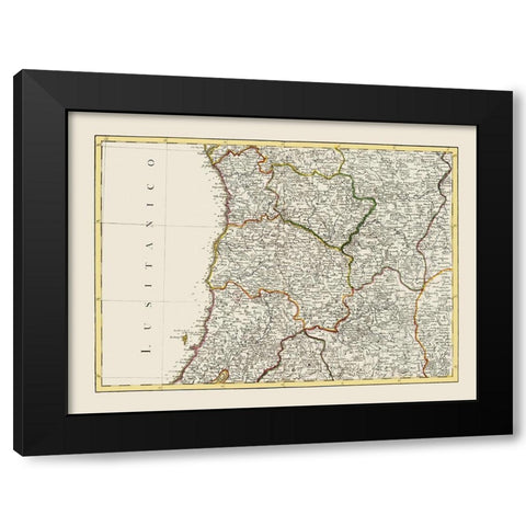 Spain Portugal - Lattre 1780 Black Modern Wood Framed Art Print by Lattre