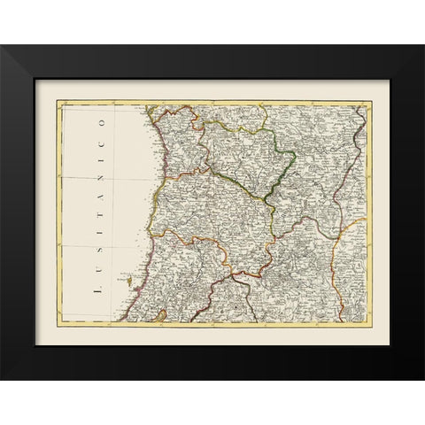 Spain Portugal - Lattre 1780 Black Modern Wood Framed Art Print by Lattre