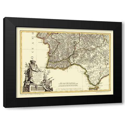 Spain Portugal - Lattre 1780 Black Modern Wood Framed Art Print by Lattre