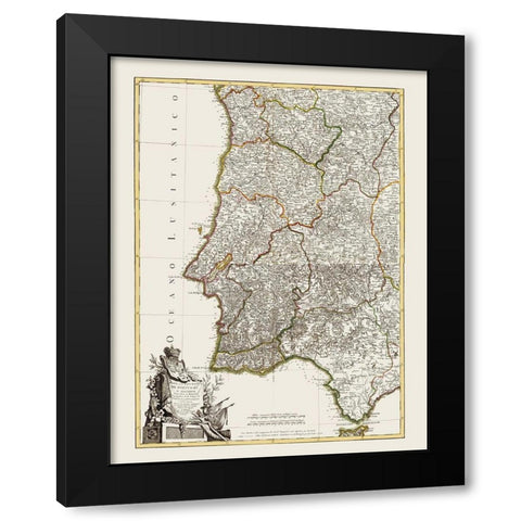 Spain Portugal - Lattre 1780 Black Modern Wood Framed Art Print by Lattre