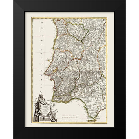 Spain Portugal - Lattre 1780 Black Modern Wood Framed Art Print by Lattre