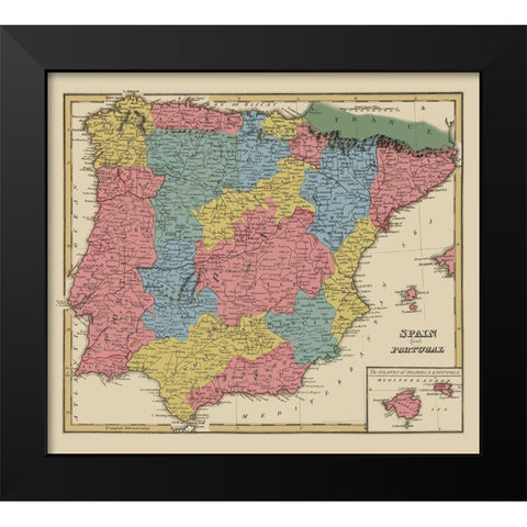 Spain Portugal - Lucas 1823 Black Modern Wood Framed Art Print by Lucas