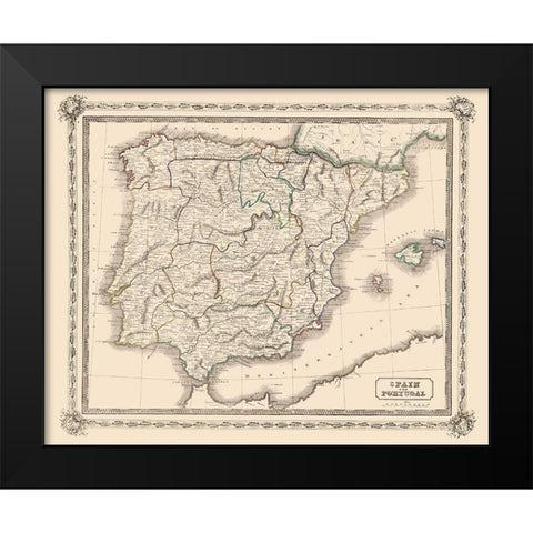 Spain Portugal - Lothian 1848 Black Modern Wood Framed Art Print by Lothian